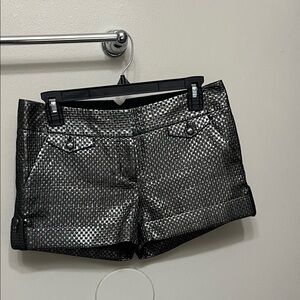 Express Metallic Silver High Waist Shorts
